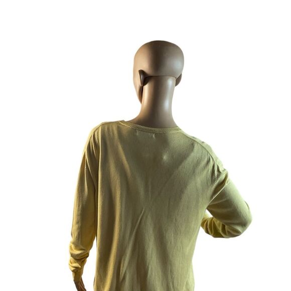 Banana Republic Sweater Mens Size Large Yellow Luxury Silk Cashmere Blend V-Neck - Picture 7 of 15